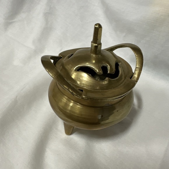 Vintage Brass Tripod Incense Burner Stamped - Picture 1 of 5